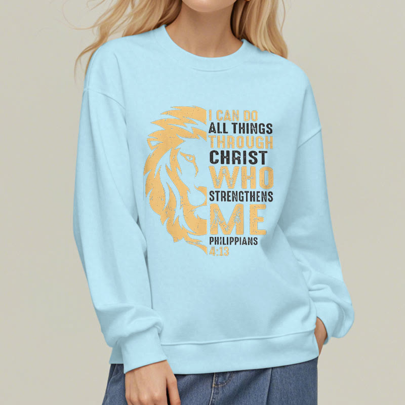 Sweat-shirt en polyester doublé polaire avec citation « Christ me fortifie » de Christianartworkshop - image 27