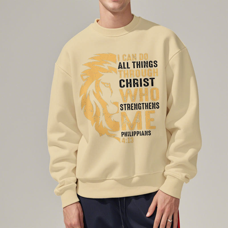 Sweat-shirt en polyester doublé polaire avec citation « Christ me fortifie » de Christianartworkshop - image 17