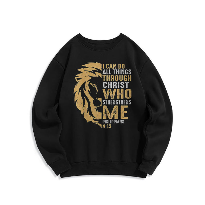 Sweat-shirt en polyester doublé polaire avec citation « Christ me fortifie » de Christianartworkshop - Noir - 2XL - image 5