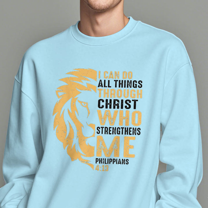 Sweat-shirt en polyester doublé polaire avec citation « Christ me fortifie » de Christianartworkshop - image 28