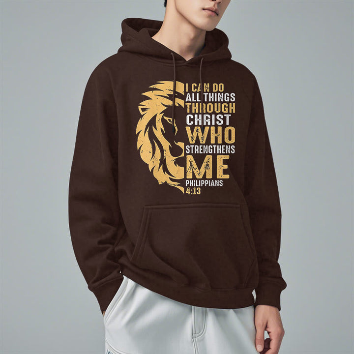 Sweat à capuche en polyester doublé polaire avec citation « Christ me fortifie » de Christianartworkshop - image 23