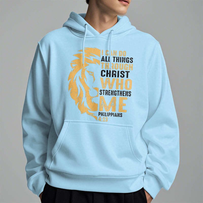 Sweat à capuche en polyester doublé polaire avec citation « Christ me fortifie » de Christianartworkshop - image 27