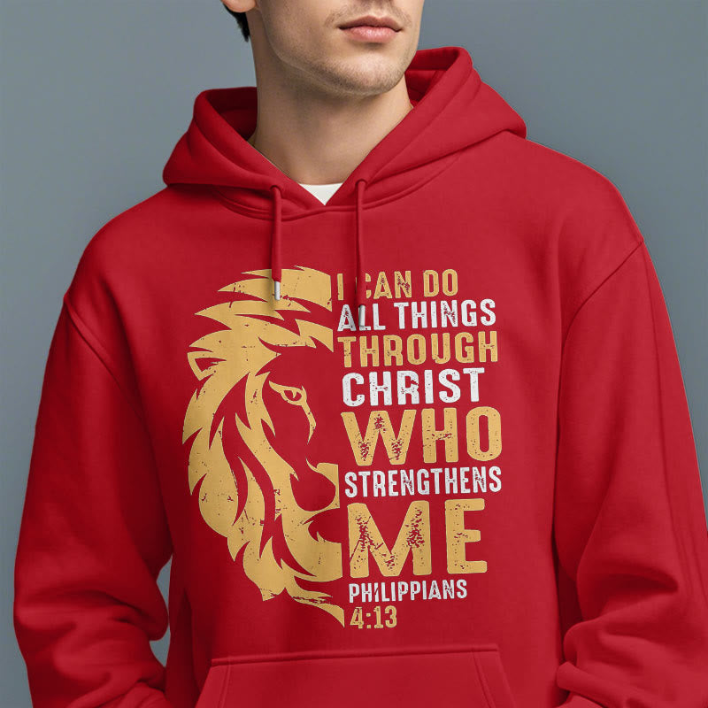 Sweat à capuche en polyester doublé polaire avec citation « Christ me fortifie » de Christianartworkshop - image 38