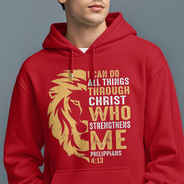 Sweat à capuche en polyester doublé polaire avec citation « Christ me fortifie » de Christianartworkshop - image 38