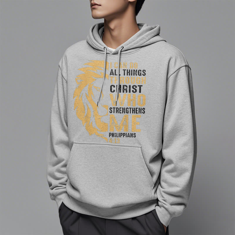 Sweat à capuche en polyester doublé polaire avec citation « Christ me fortifie » de Christianartworkshop - image 32
