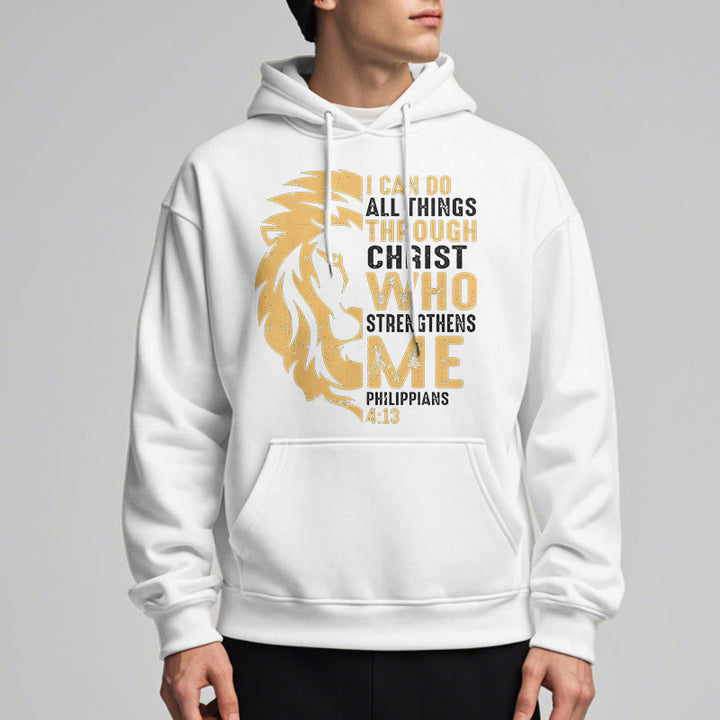 Sweat à capuche en polyester doublé polaire avec citation « Christ me fortifie » de Christianartworkshop - image 12