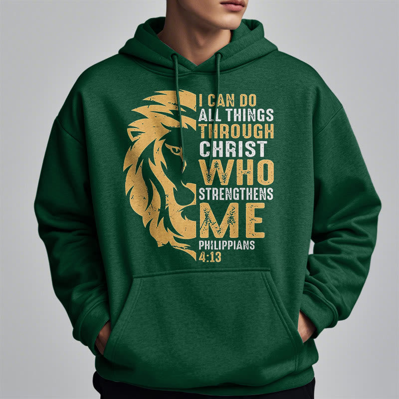 Sweat à capuche en polyester doublé polaire avec citation « Christ me fortifie » de Christianartworkshop - image 2