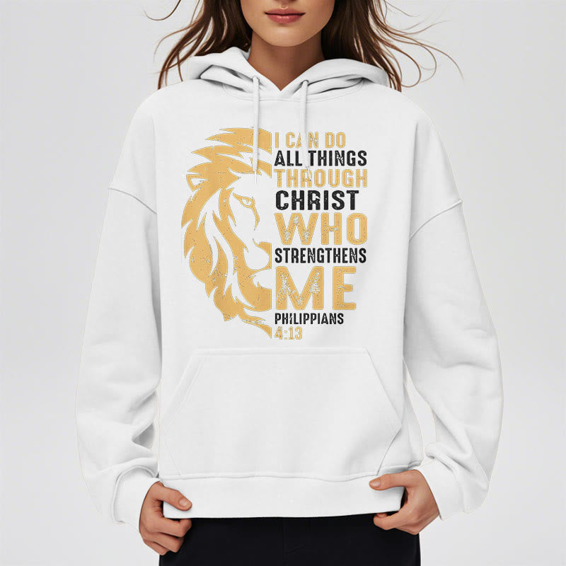 Sweat à capuche en polyester doublé polaire avec citation « Christ me fortifie » de Christianartworkshop - image 13