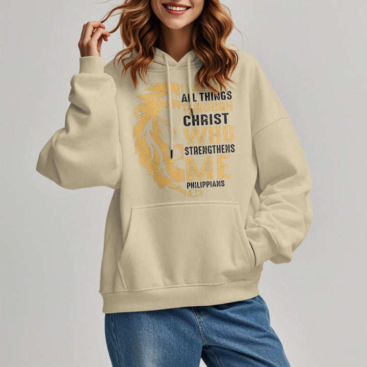 Sweat à capuche en polyester doublé polaire avec citation « Christ me fortifie » de Christianartworkshop - image 18