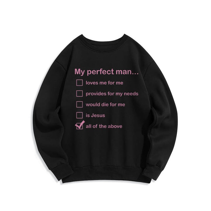 Sweat-shirt Christianartworkshop style moderne « Mon homme parfait est Jésus » doublé polaire en polyester - Noir - 2XL - image 5