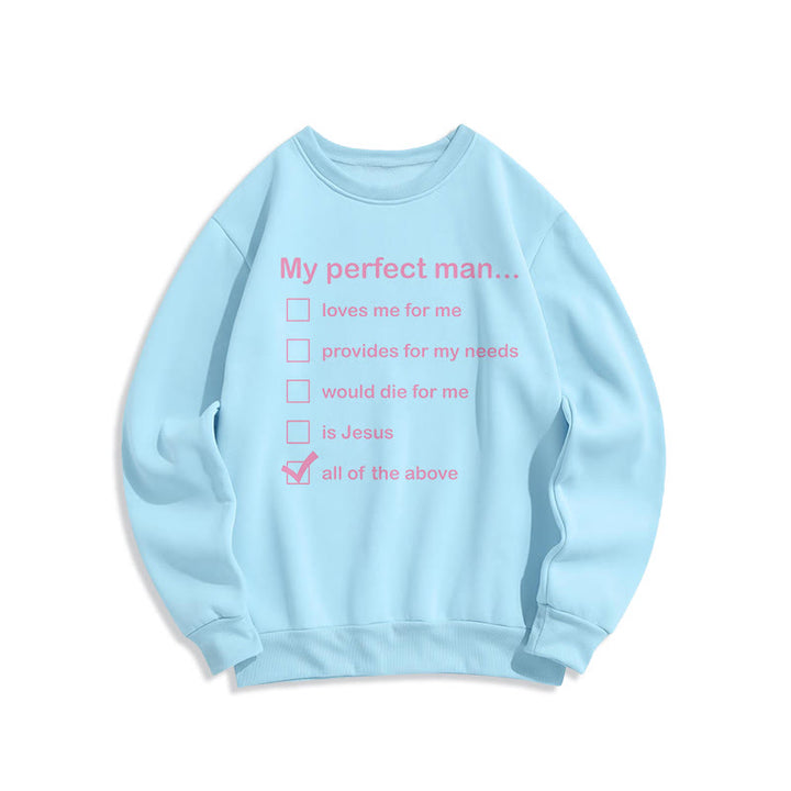 Sweat-shirt Christianartworkshop style moderne « Mon homme parfait est Jésus » doublé polaire en polyester - Bleu - 2XL - image 0