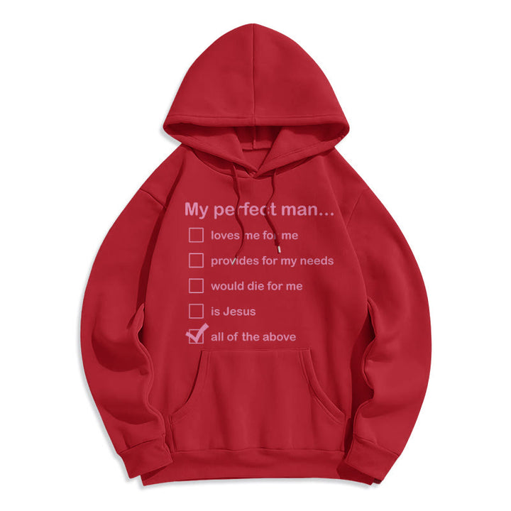 Sweat à capuche en polyester doublé polaire « Mon homme parfait est Jésus » style moderne de Christianartworkshop - Rouge - 2XL - image 35