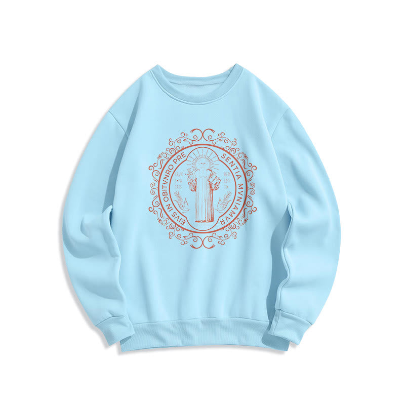 Sweat-shirt en polyester doublé polaire, style classique, à motif floral Saint-Benoît, de Christianartworkshop - Bleu - 2XL - image 25