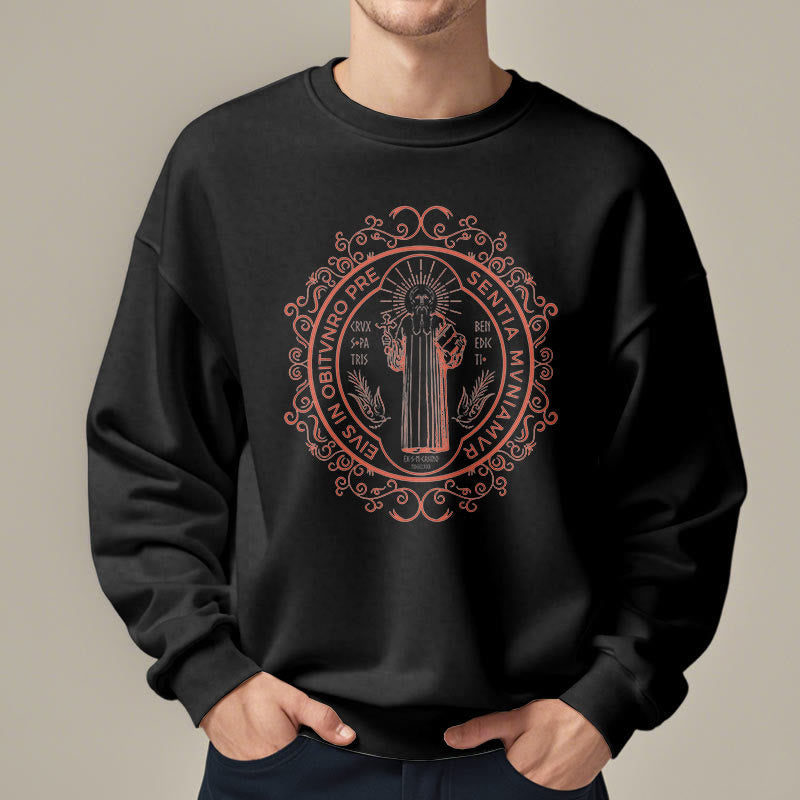 Sweat-shirt en polyester doublé polaire, style classique, à motif floral Saint-Benoît, de Christianartworkshop - image 1