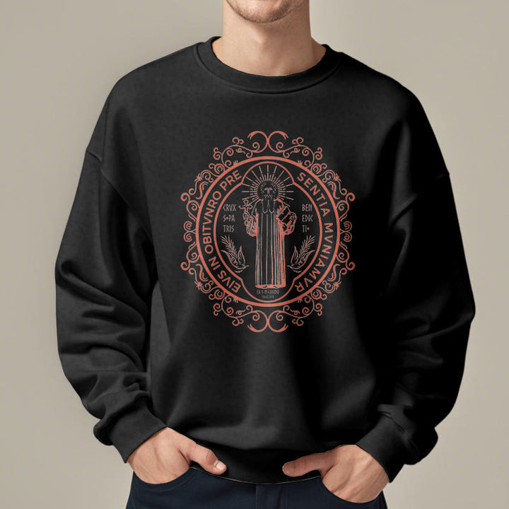 Sweat-shirt en polyester doublé polaire, style classique, à motif floral Saint-Benoît, de Christianartworkshop - image 1