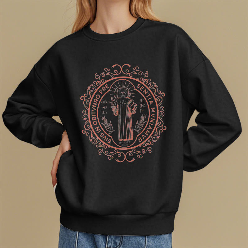 Sweat-shirt en polyester doublé polaire, style classique, à motif floral Saint-Benoît, de Christianartworkshop - image 2