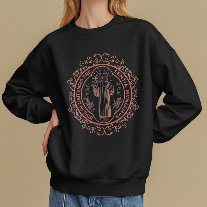 Sweat-shirt en polyester doublé polaire, style classique, à motif floral Saint-Benoît, de Christianartworkshop - image 2