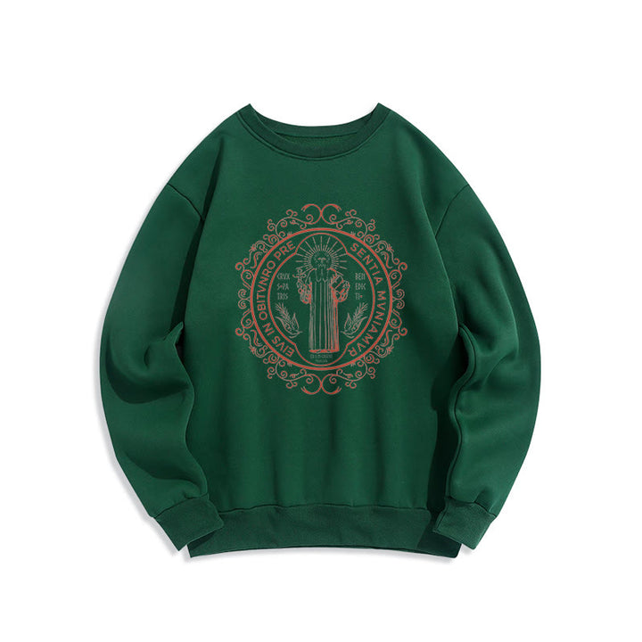 Sweat-shirt en polyester doublé polaire, style classique, à motif floral Saint-Benoît, de Christianartworkshop - Vert - 2XL - image 20