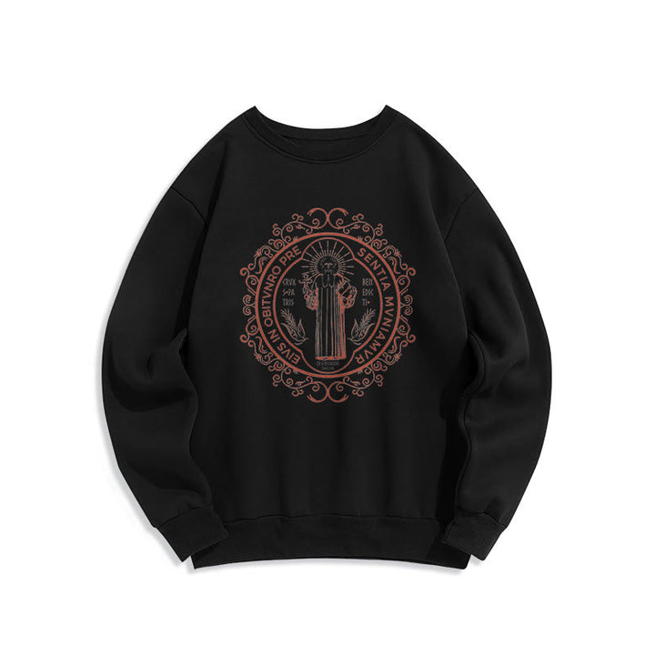 Sweat-shirt en polyester doublé polaire, style classique, à motif floral Saint-Benoît, de Christianartworkshop - Noir - 2XL - image 0