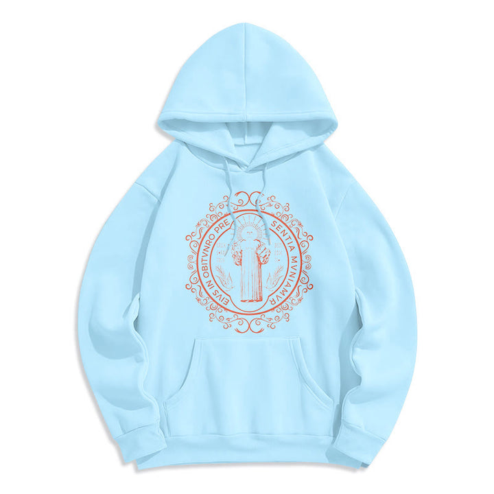 Christianartworkshop Sweat à capuche en polyester doublé polaire avec motif floral classique Saint-Benoît - Bleu - 2XL - image 25