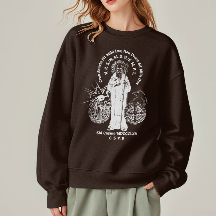 Sweat-shirt en polyester doublé polaire style classique avec motif Saint Benoît, signé Christianartworkshop - image 18