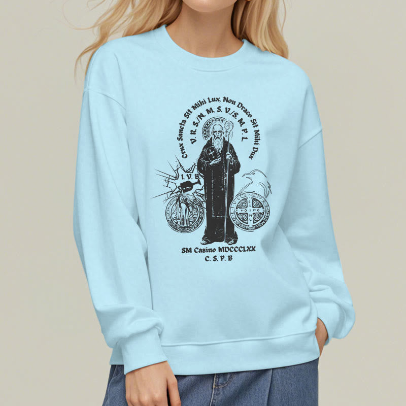 Sweat-shirt en polyester doublé polaire style classique avec motif Saint Benoît, signé Christianartworkshop - image 28