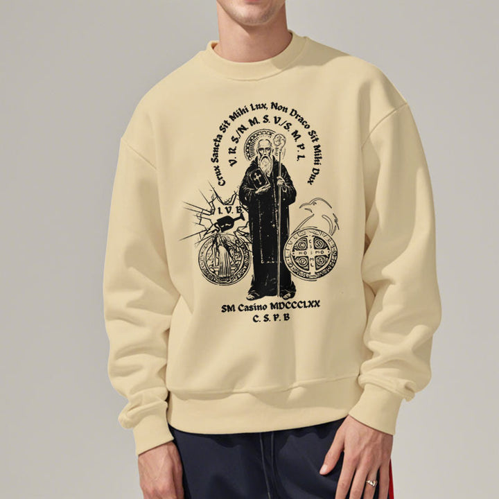 Sweat-shirt en polyester doublé polaire style classique avec motif Saint Benoît, signé Christianartworkshop - image 12