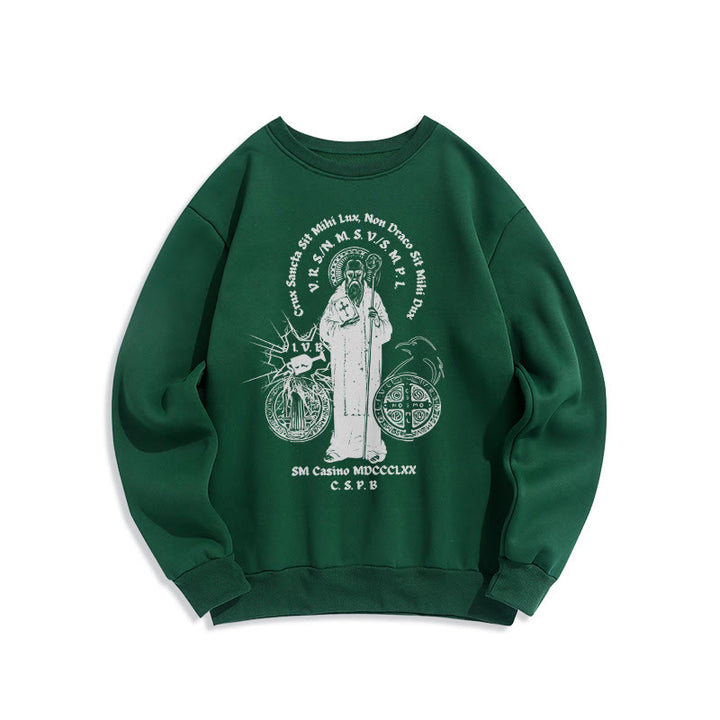 Sweat-shirt en polyester doublé polaire style classique avec motif Saint Benoît, signé Christianartworkshop - Vert - 2XL - image 20