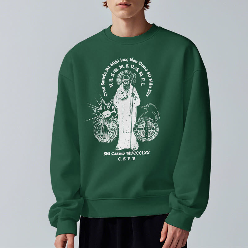 Sweat-shirt en polyester doublé polaire style classique avec motif Saint Benoît, signé Christianartworkshop - image 23
