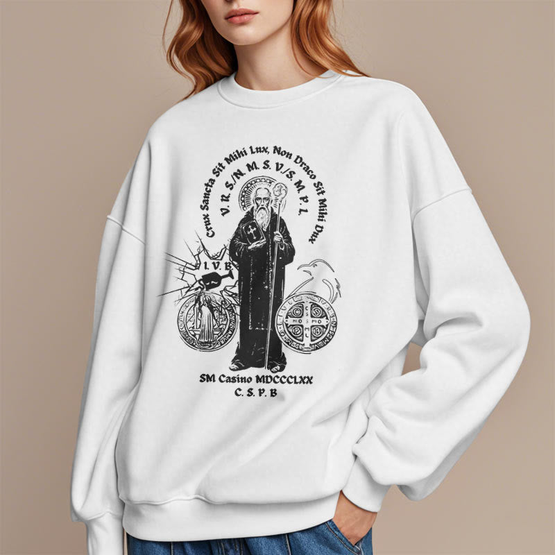 Sweat-shirt en polyester doublé polaire style classique avec motif Saint Benoît, signé Christianartworkshop - image 7