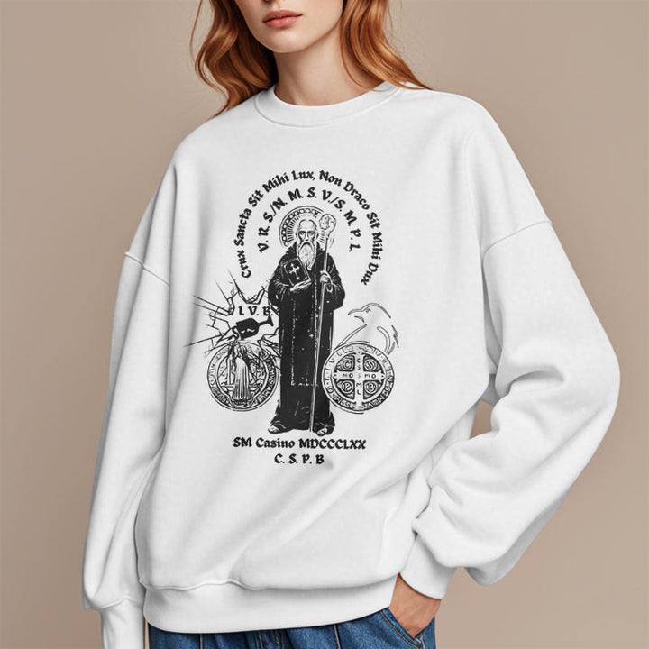 Sweat-shirt en polyester doublé polaire style classique avec motif Saint Benoît, signé Christianartworkshop - image 7