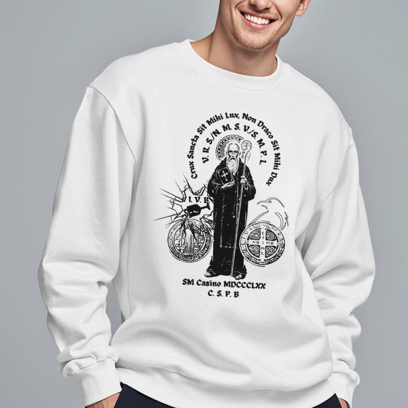 Sweat-shirt en polyester doublé polaire style classique avec motif Saint Benoît, signé Christianartworkshop - image 8