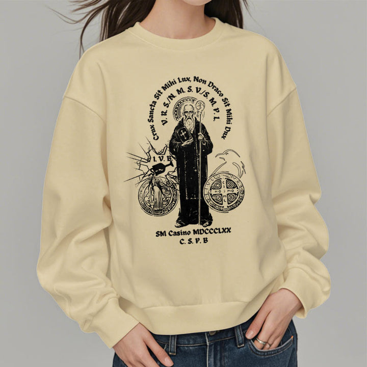 Sweat-shirt en polyester doublé polaire style classique avec motif Saint Benoît, signé Christianartworkshop - image 13