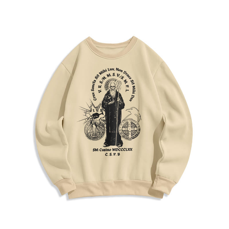 Sweat-shirt en polyester doublé polaire style classique avec motif Saint Benoît, signé Christianartworkshop - Beige - 2XL - image 10