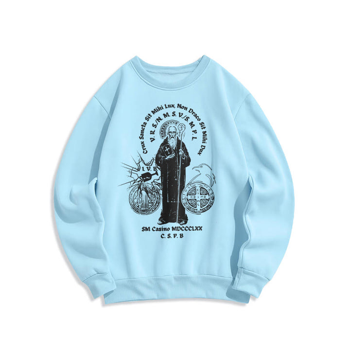 Sweat-shirt en polyester doublé polaire style classique avec motif Saint Benoît, signé Christianartworkshop - Bleu - 2XL - image 25