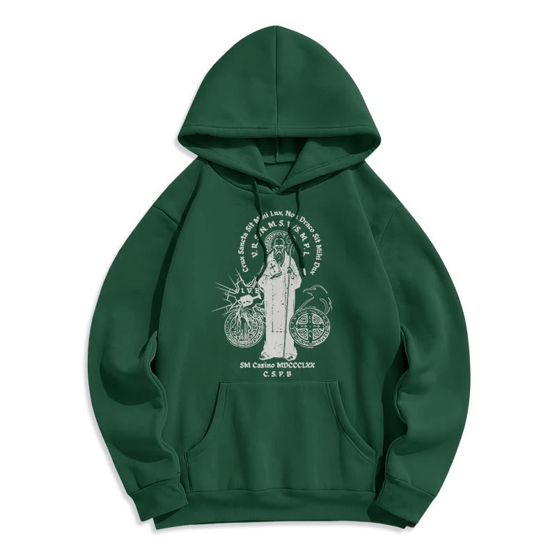 Sweat à capuche en polyester doublé polaire avec motif Saint Benoît, style classique, Christianartworkshop - Vert - 2XL - image 20