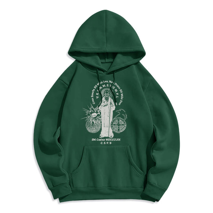 Sweat à capuche en polyester doublé polaire avec motif Saint Benoît, style classique, Christianartworkshop - Vert - 2XL - image 20