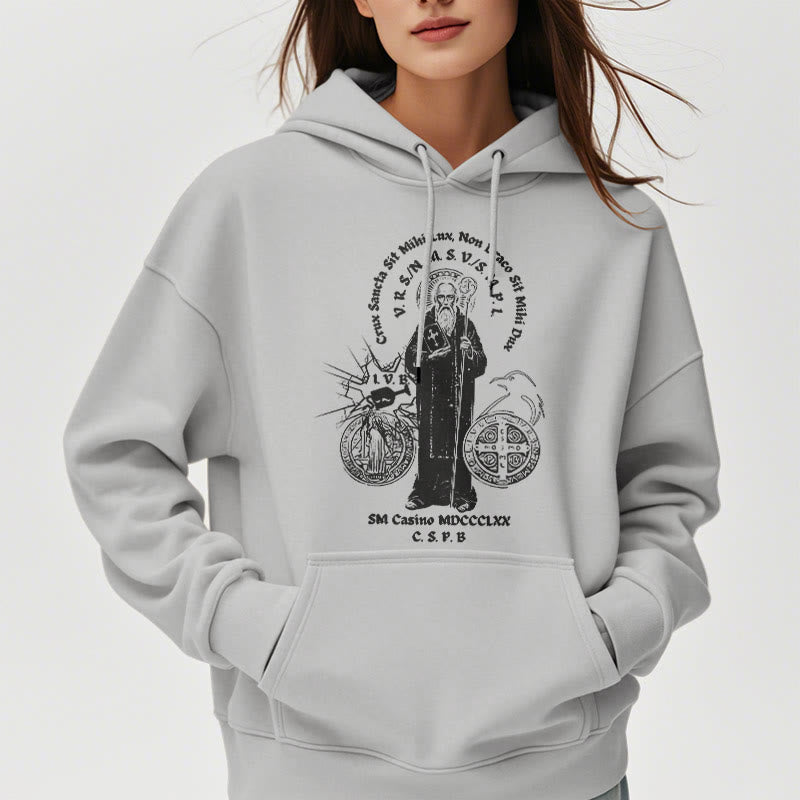 Sweat à capuche en polyester doublé polaire avec motif Saint Benoît, style classique, Christianartworkshop - image 32