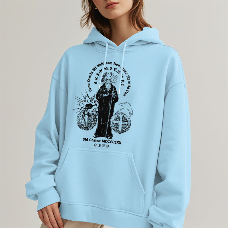 Sweat à capuche en polyester doublé polaire avec motif Saint Benoît, style classique, Christianartworkshop - image 28