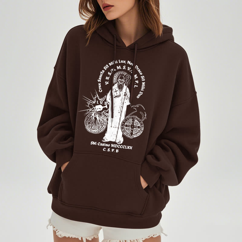 Sweat à capuche en polyester doublé polaire avec motif Saint Benoît, style classique, Christianartworkshop - image 17