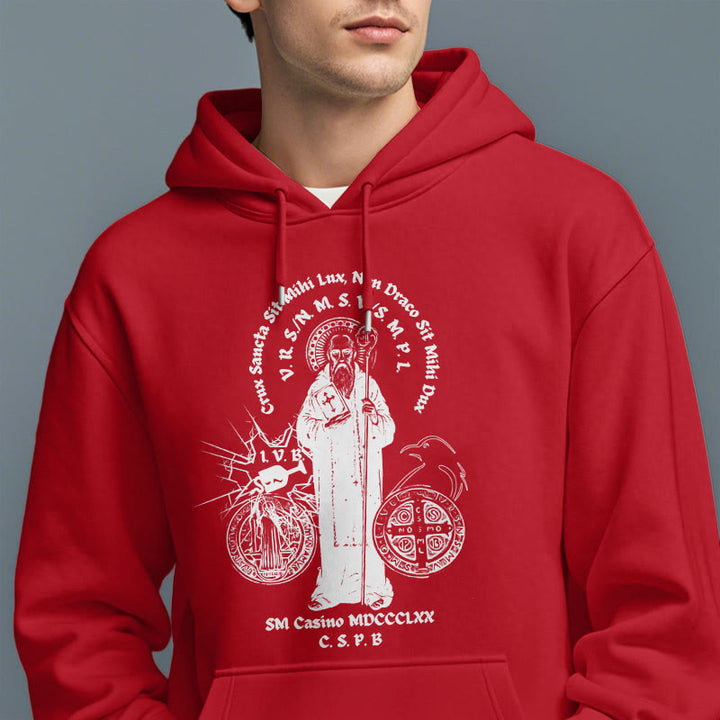 Sweat à capuche en polyester doublé polaire avec motif Saint Benoît, style classique, Christianartworkshop - image 37