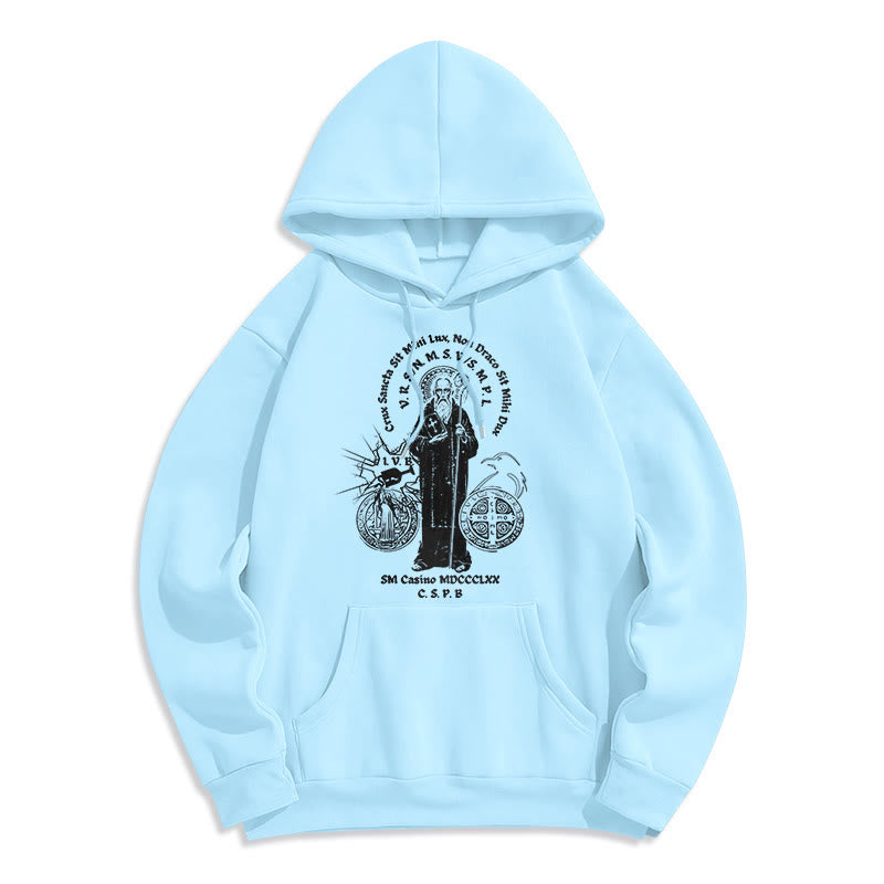 Sweat à capuche en polyester doublé polaire avec motif Saint Benoît, style classique, Christianartworkshop - Bleu - 2XL - image 25