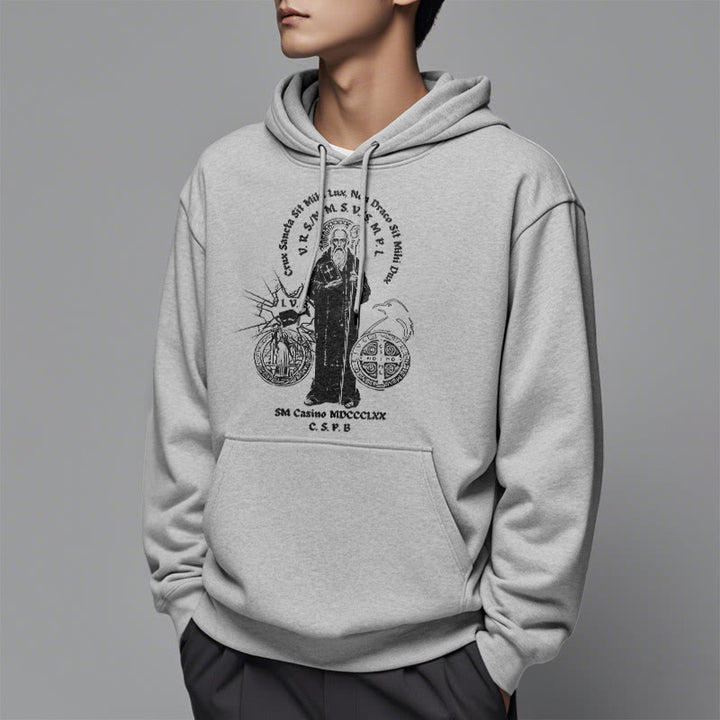 Sweat à capuche en polyester doublé polaire avec motif Saint Benoît, style classique, Christianartworkshop - image 33