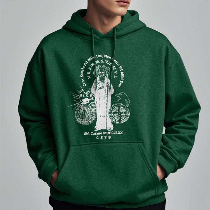 Sweat à capuche en polyester doublé polaire avec motif Saint Benoît, style classique, Christianartworkshop - image 22