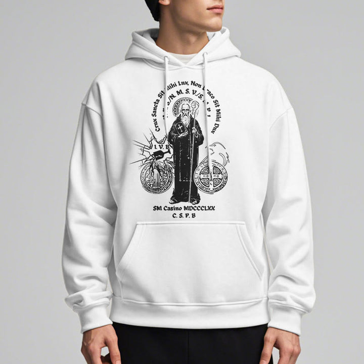 Sweat à capuche en polyester doublé polaire avec motif Saint Benoît, style classique, Christianartworkshop - image 8