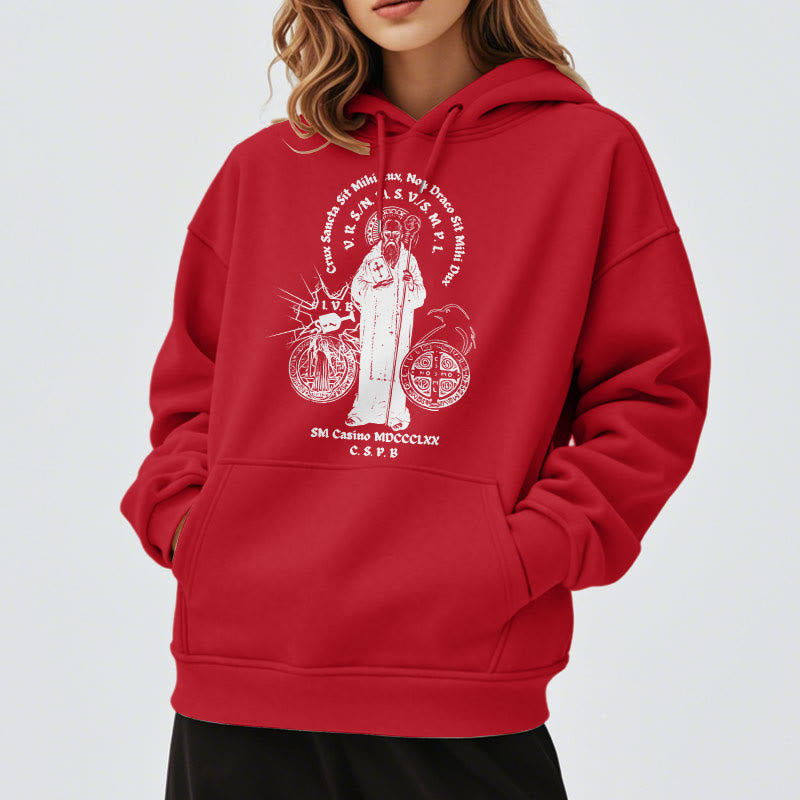 Sweat à capuche en polyester doublé polaire avec motif Saint Benoît, style classique, Christianartworkshop - image 38