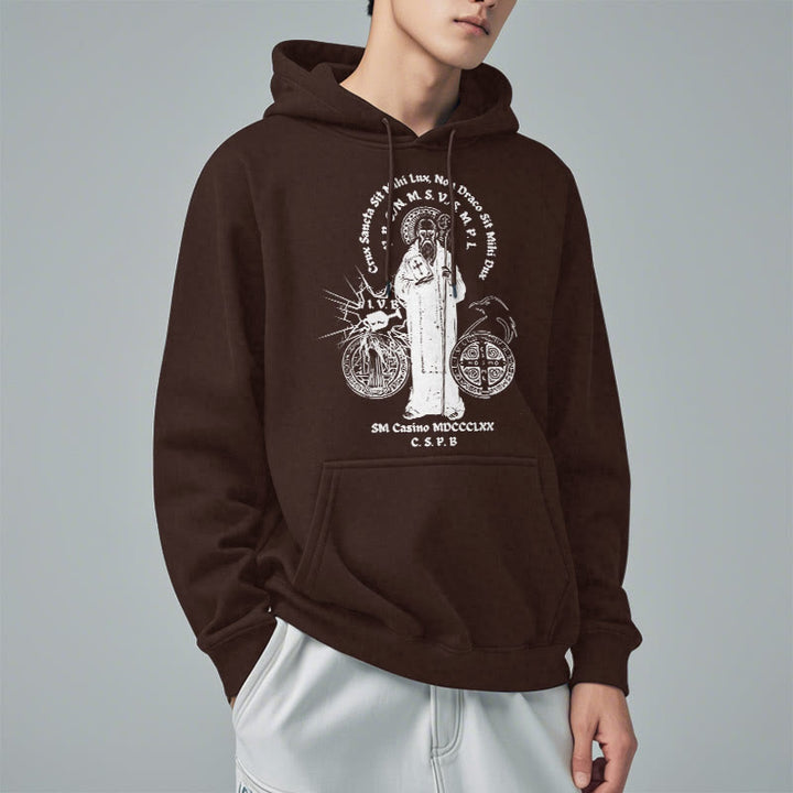 Sweat à capuche en polyester doublé polaire avec motif Saint Benoît, style classique, Christianartworkshop - image 18