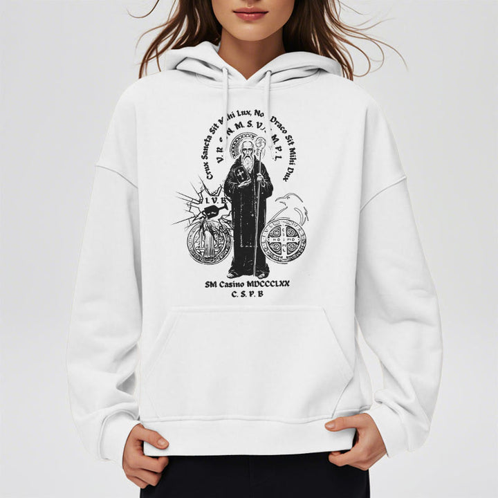 Sweat à capuche en polyester doublé polaire avec motif Saint Benoît, style classique, Christianartworkshop - image 7