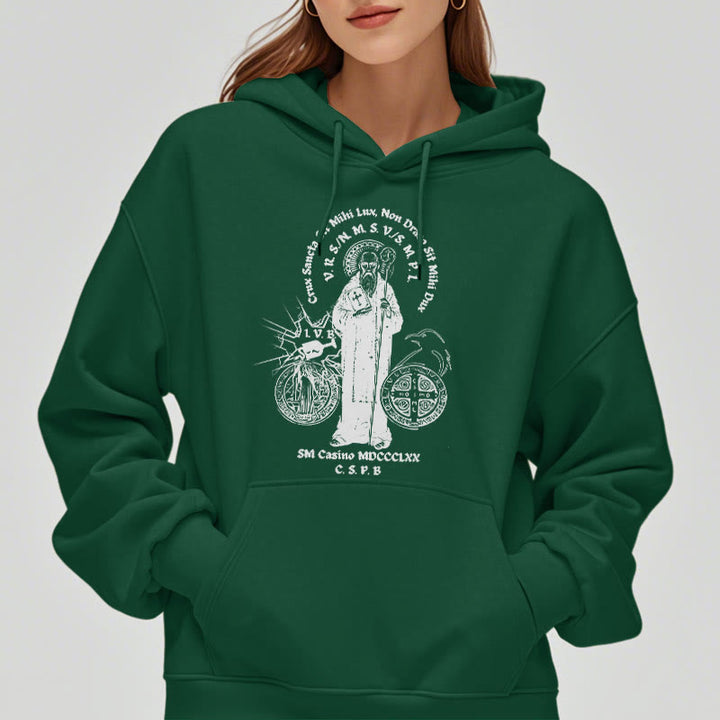 Sweat à capuche en polyester doublé polaire avec motif Saint Benoît, style classique, Christianartworkshop - image 23