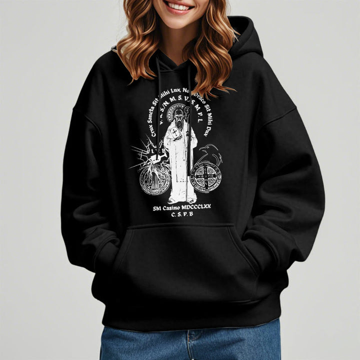 Sweat à capuche en polyester doublé polaire avec motif Saint Benoît, style classique, Christianartworkshop - image 2